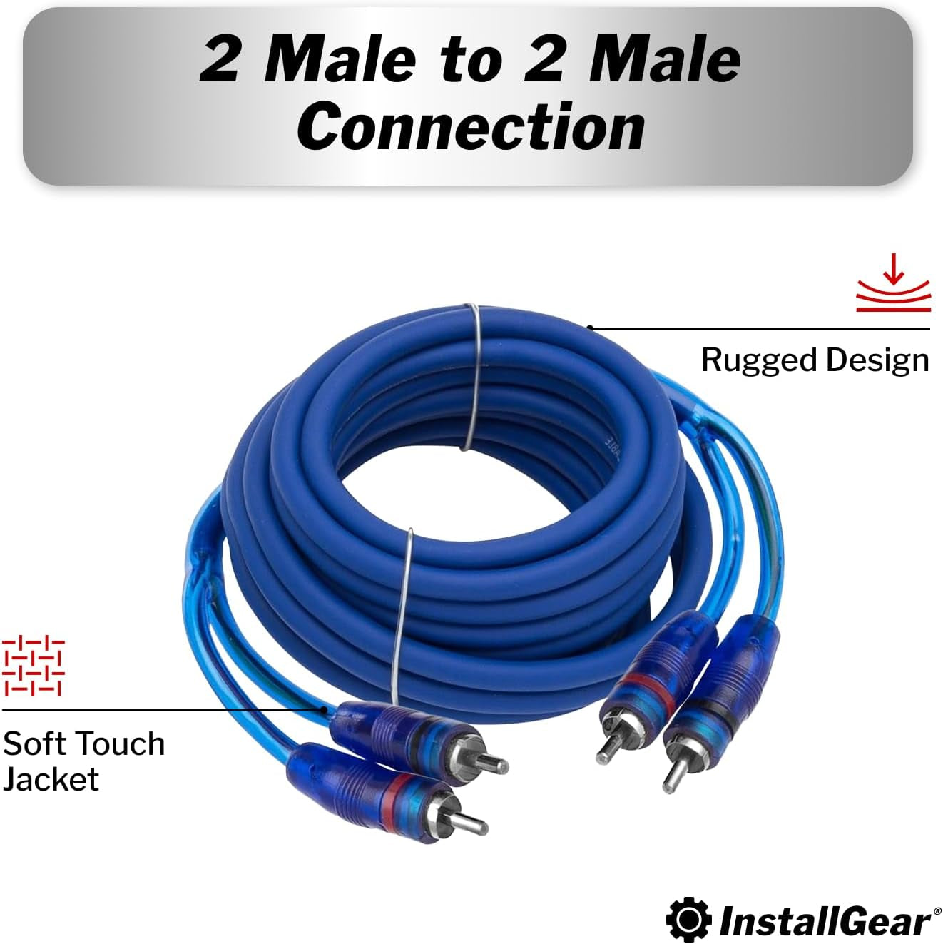 12Ft RCA Y Adapter Splitter - RCA Y Splitter 2 Male 2 Male Connection with Shielding - Connector for Car Audio, Home Theater - Durable Cable Splitters with OFC Conductor - Blue