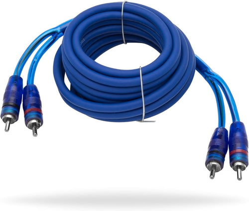 12Ft RCA Y Adapter Splitter - RCA Y Splitter 2 Male 2 Male Connection with Shielding - Connector for Car Audio, Home Theater - Durable Cable Splitters with OFC Conductor - Blue